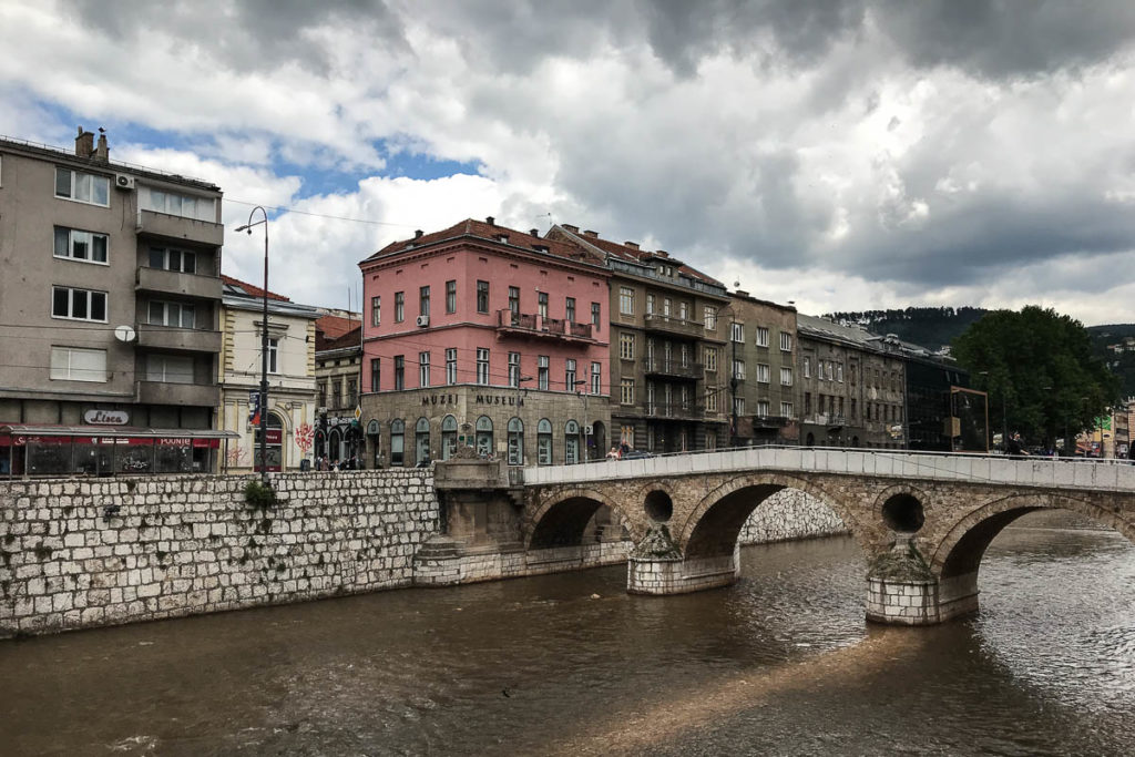 Latin bridge with the cafe (now museum) where WW1 was triggered