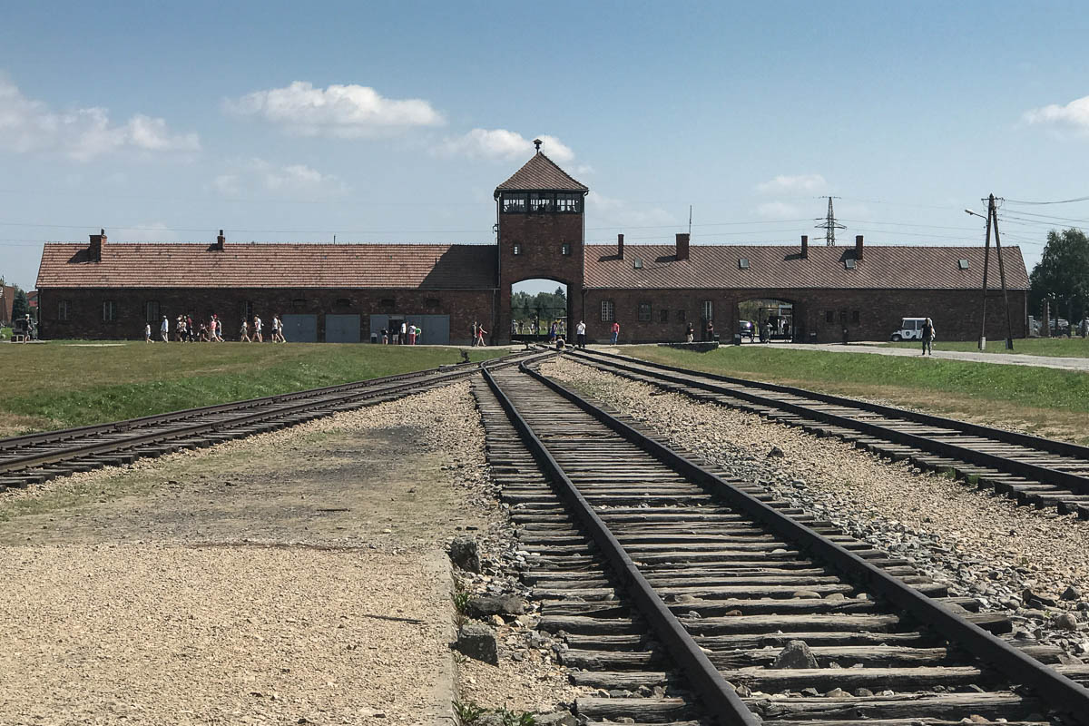 Entrance into Birkenau where prisoners were sent to immediate death or later probably death after working