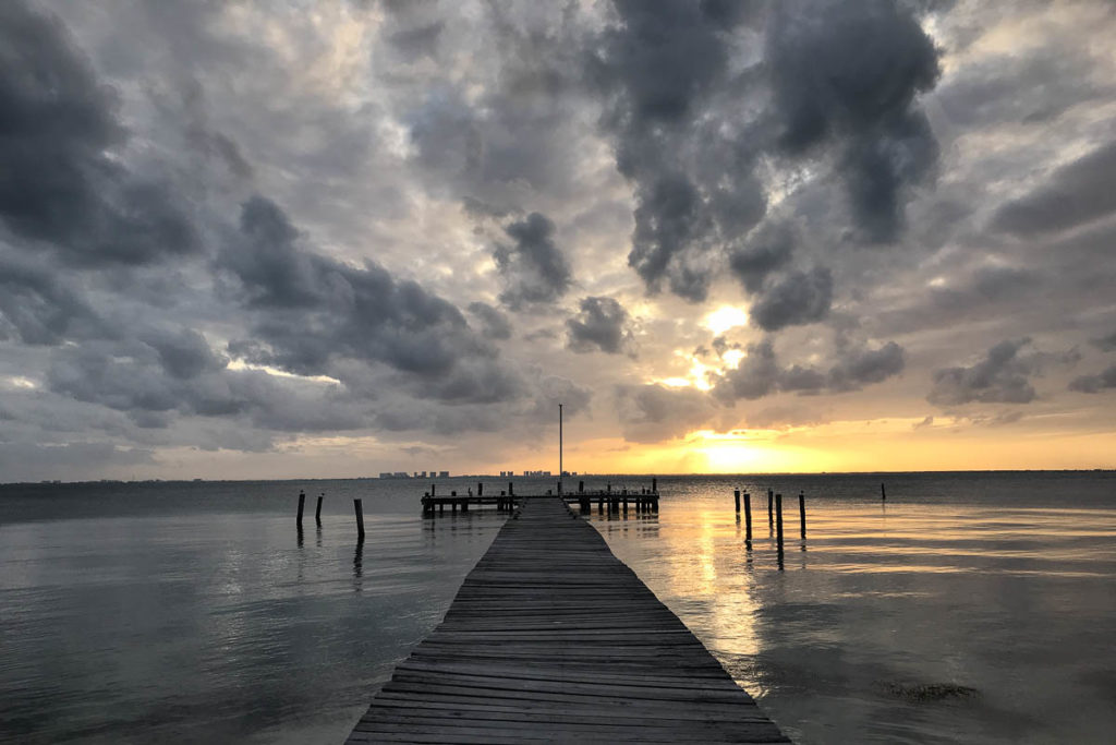 Sunset in Isla Mujeres towards Cancun