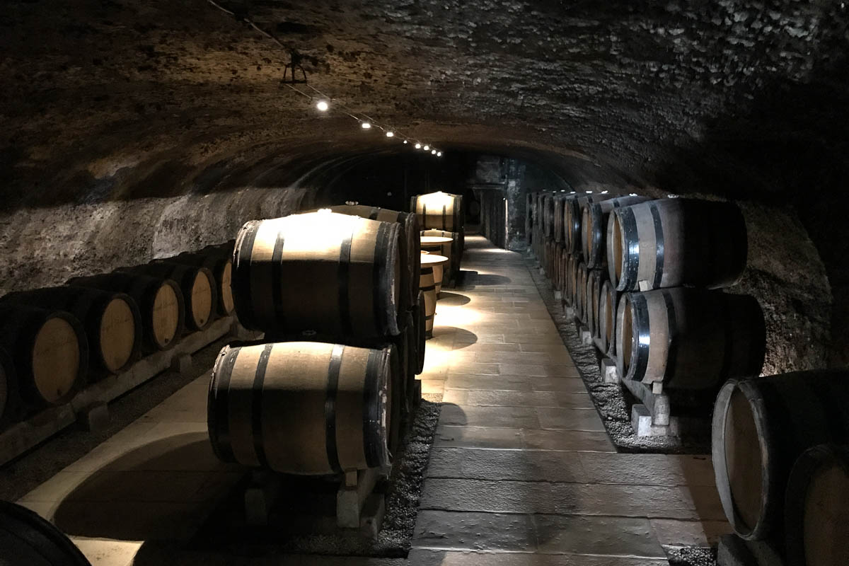 One of their cellars, the wine tasting took place at one of those tables in the center