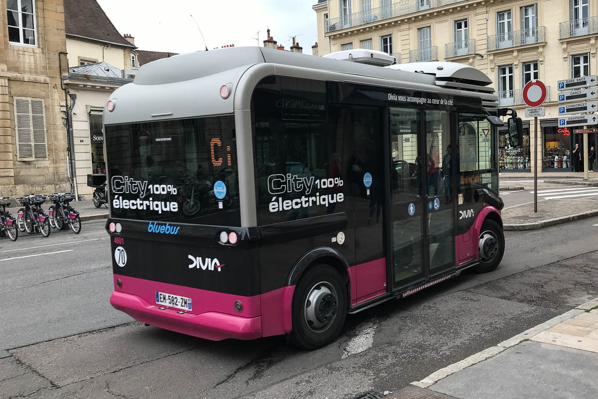 Cute electric buses used in the historical core