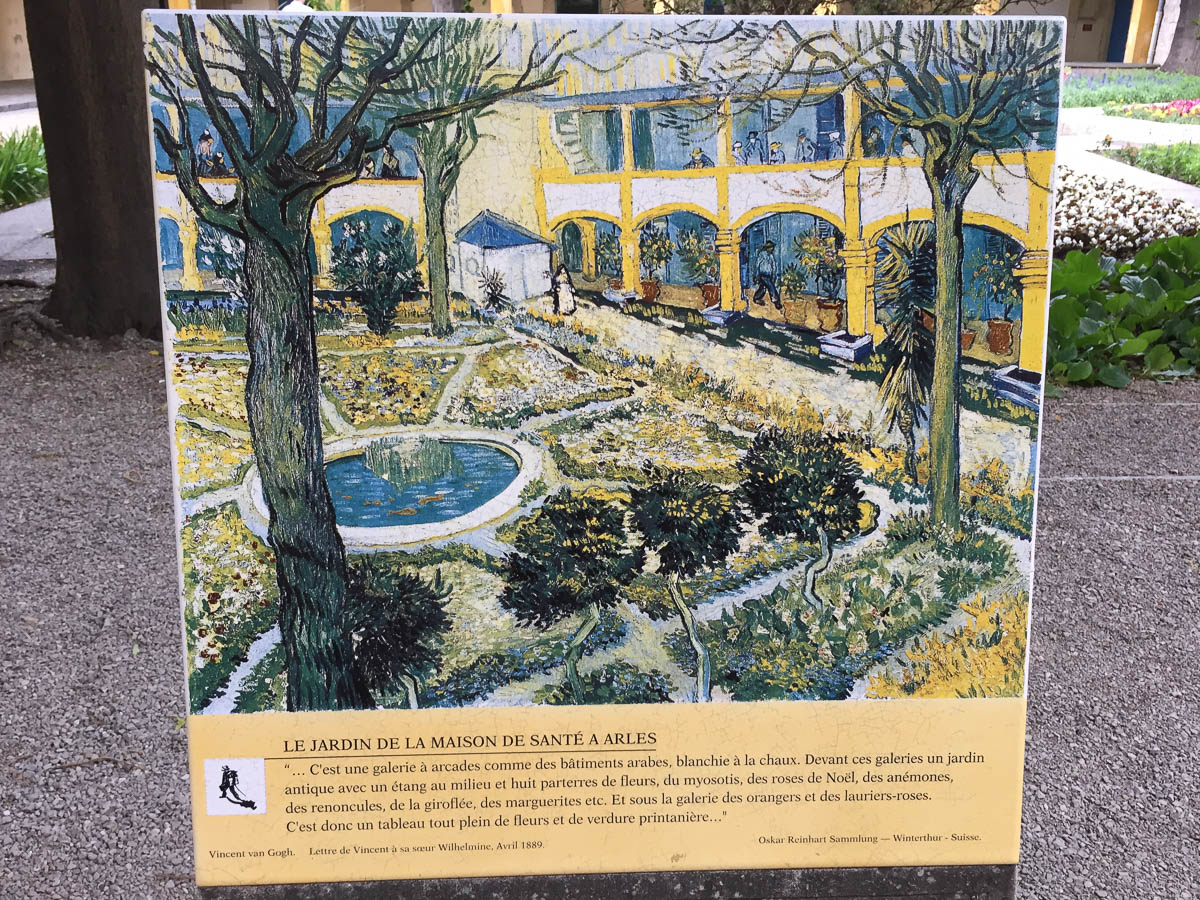Example of Van Gough mural from in the garden of the hospital where he stayed