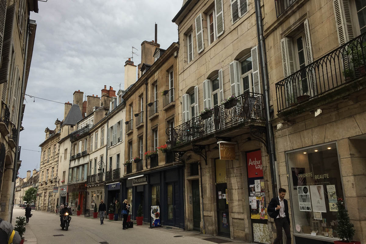 Typical street in the historical core. This is supposed to be a pedestrian only street but what do we have riding down the center.